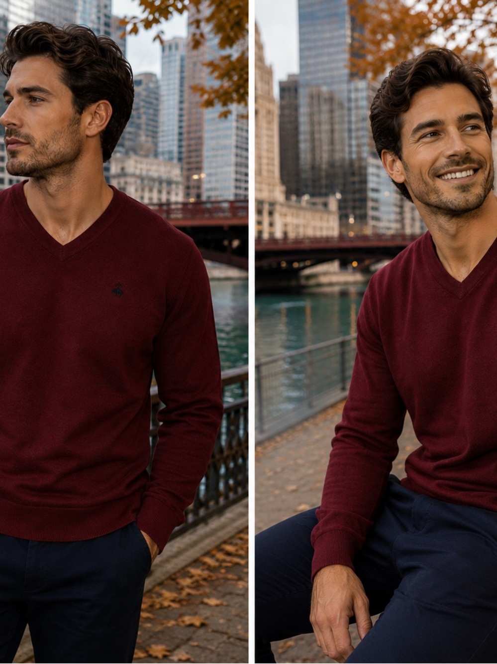 Brooks Brothers 346 Merino Wool Burgundy V-Neck Sweater Medium - Picture 2 of 6